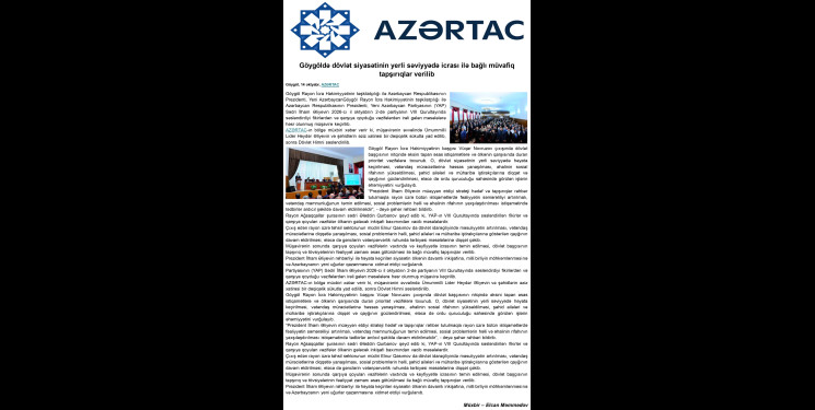 Mediada Göygöllə bağı məqalələr dərc olunub